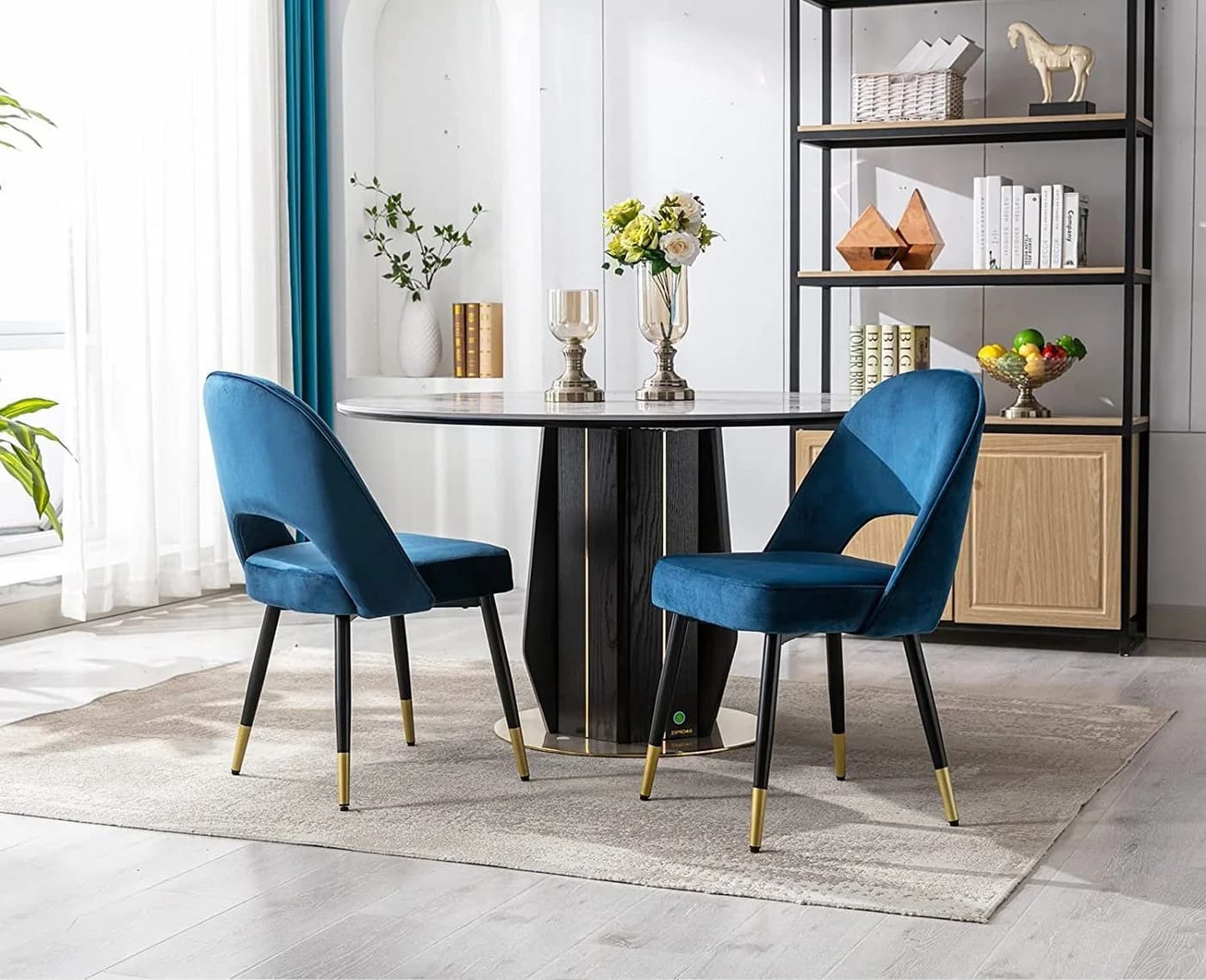 WAHSON OFFICE CHAIRS Esszimmerstuhl Samt 2er Set Blau