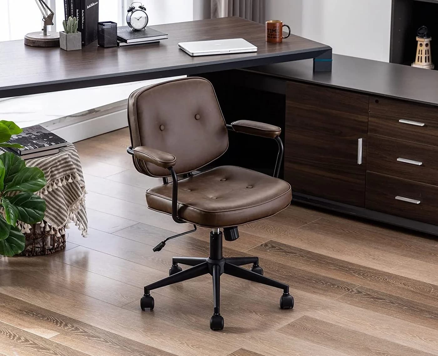 WAHSON OFFICE CHAIRS Bürostuhl Braun Kunstleder höhenverstellbar
