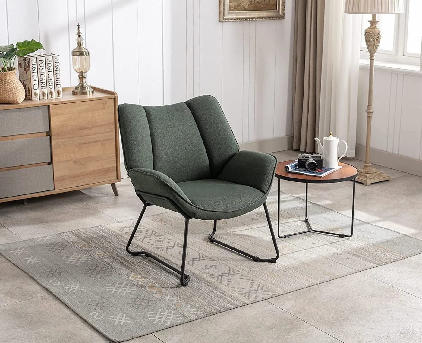 WAHSON OFFICE CHAIRS Loungesessel Grün Leinenstoff