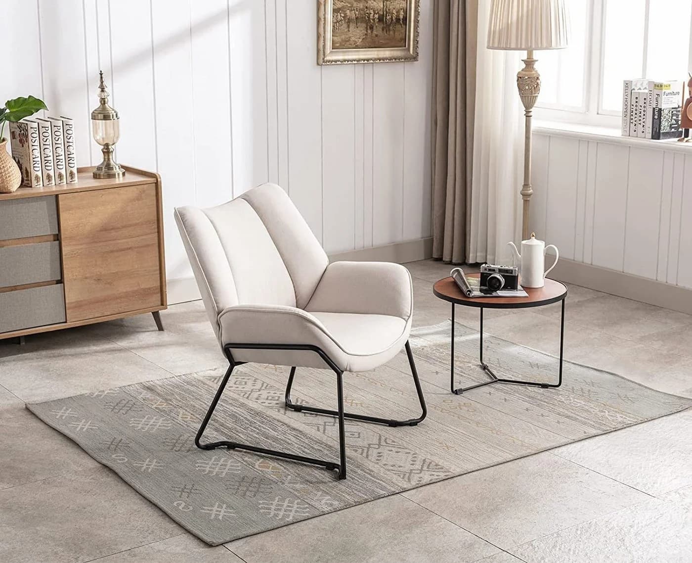 WAHSON OFFICE CHAIRS Loungesessel Beige Leinenstoff