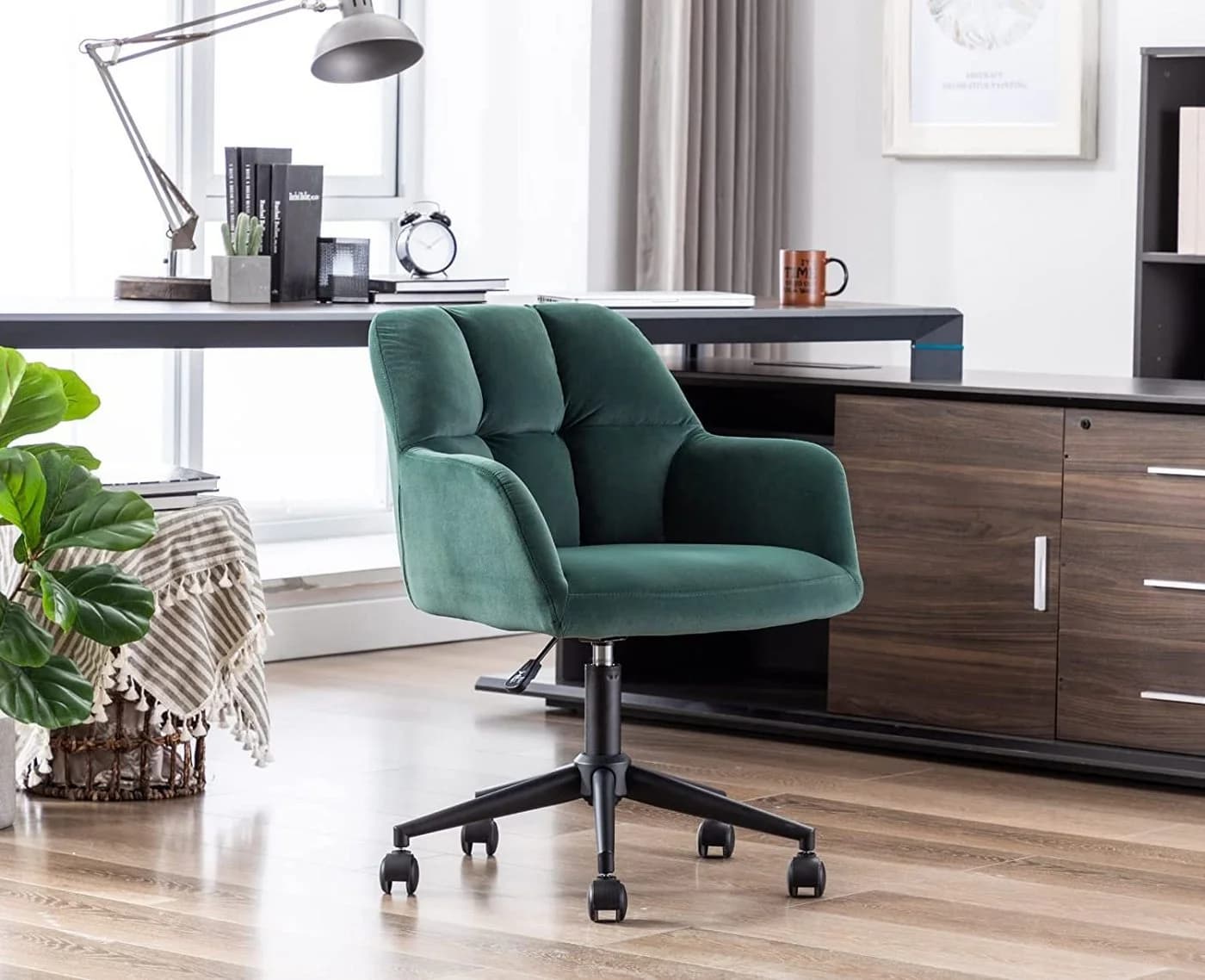 WAHSON OFFICE CHAIRS Bürostuhl Samt/Pu-Leder Schreibtischstuhl Drehstuhl Grün