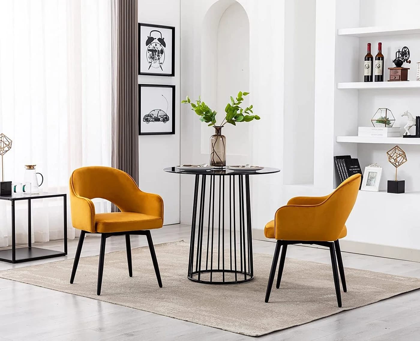 WAHSON OFFICE CHAIRS Esszimmerstuhl 2er Set Drehstuhl Samt Modern
