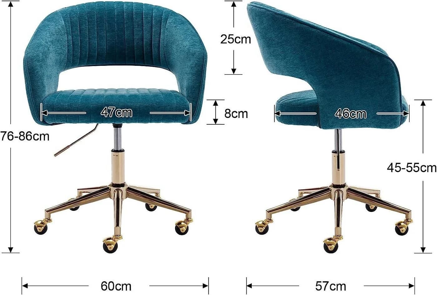 WAHSON Bürostuhl Chenille/PU-Leder Grün Ergonomisch mit Rollen