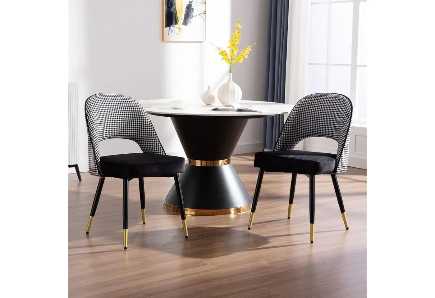 WAHSON OFFICE CHAIRS Esszimmerstuhl Samt 2er Set Schwarz