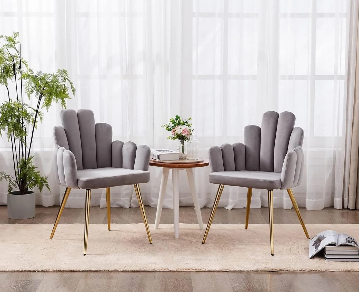 WAHSON OFFICE CHAIRS Esszimmerstuhl 2/4er Set Samt/Kunstfell Polsterstuhl
