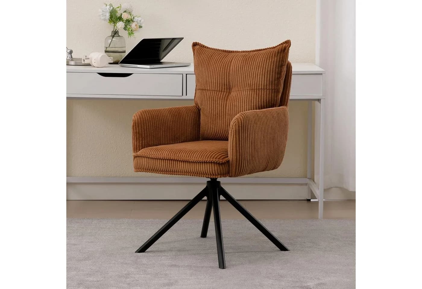 WAHSON OFFICE CHAIRS Bürostuhl Kordsamt Schwarz 360° drehbar