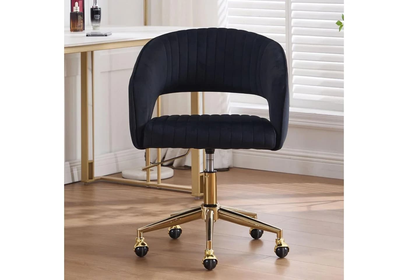 WAHSON OFFICE CHAIRS Bürostuhl Chenille Schwarz Ergonomisch