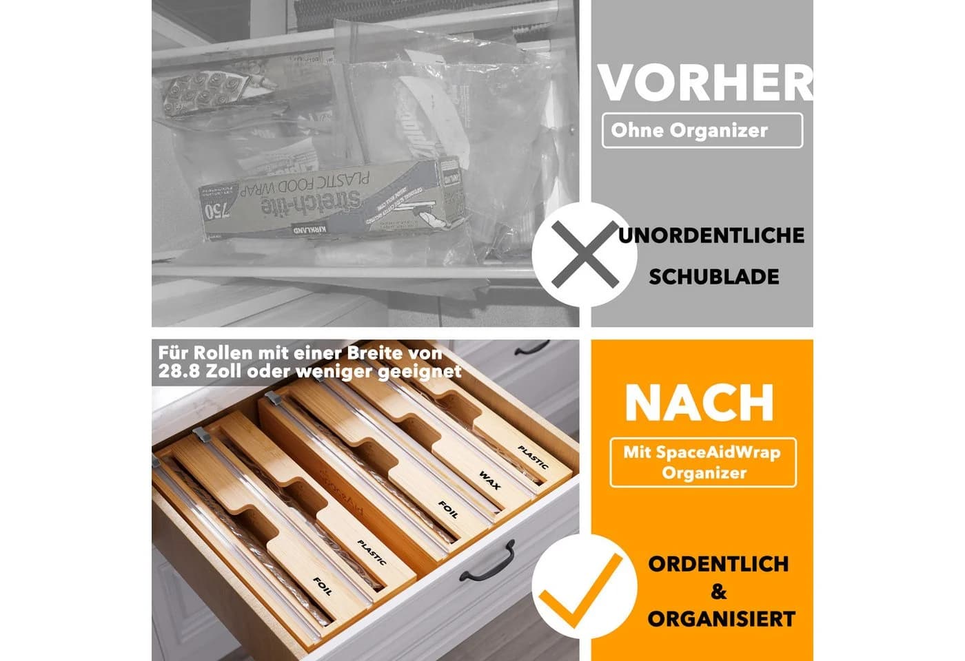 SpaceAid Folienspender 2-in-1 Bambus