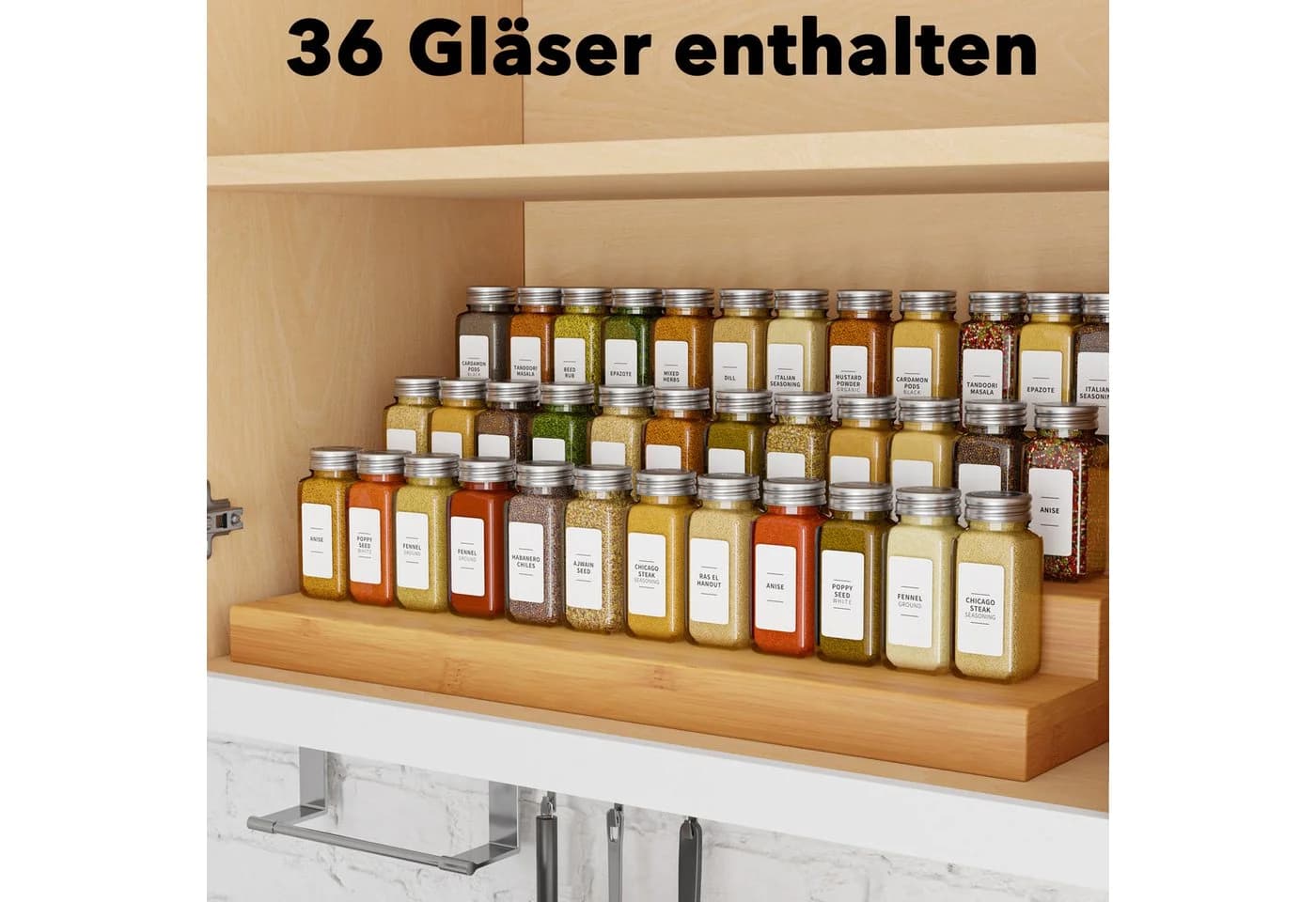 SpaceAid Gewürzbehälter Set 36-tlg. mit Etiketten Transparent