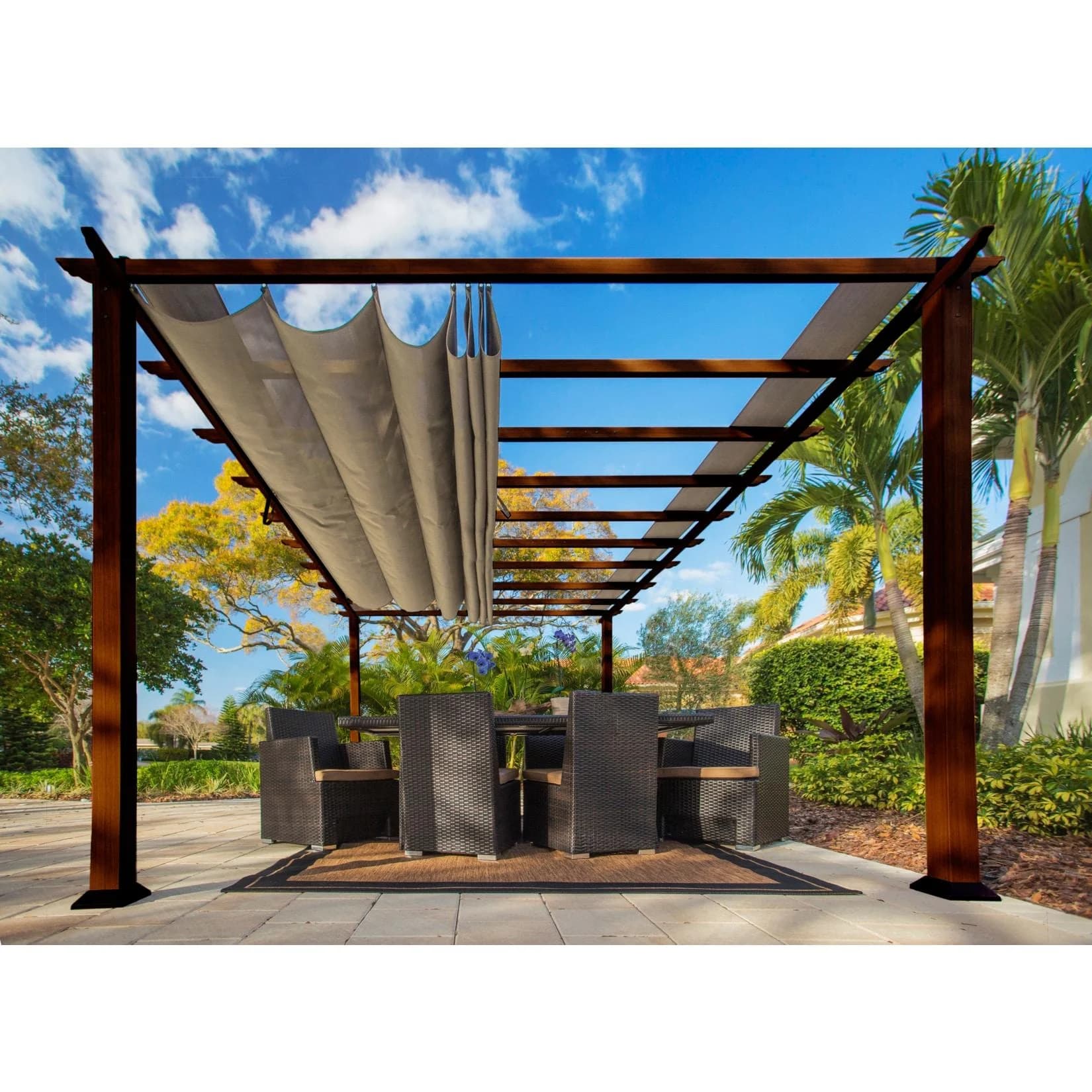 Pergola PARAGON Florenz Dunkelbraun Aluminium 505x350x236 cm