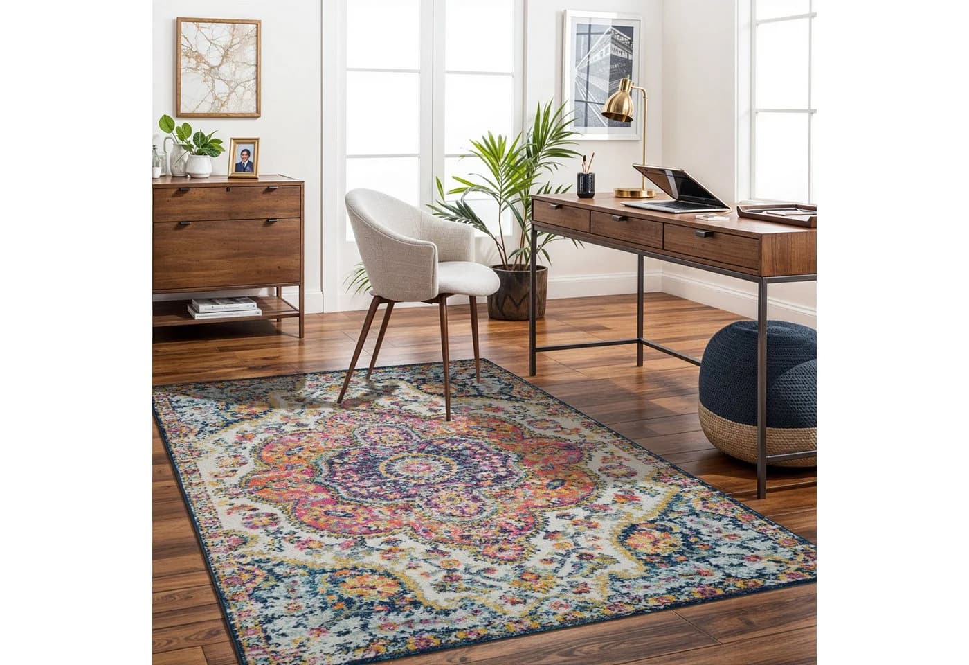 Livabliss Teppich RABAT Rechteckig 8 mm Vintage Orientteppich Kurzflor Boho Wohnzimmerteppich