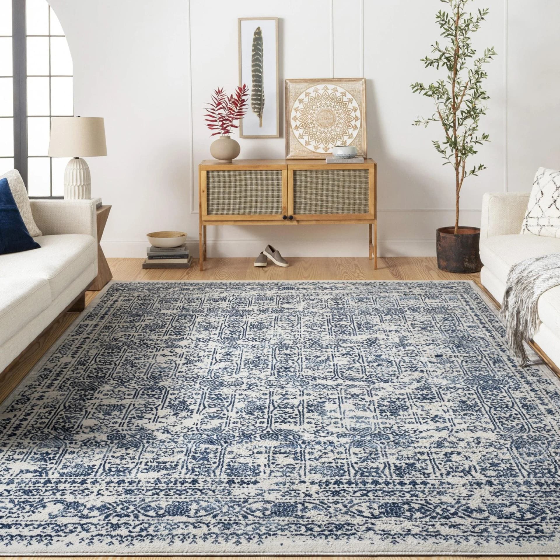 LIVABLISS Teppich OTTAWA Vintage Orientalisch Grau/Weiß Kunstfaser