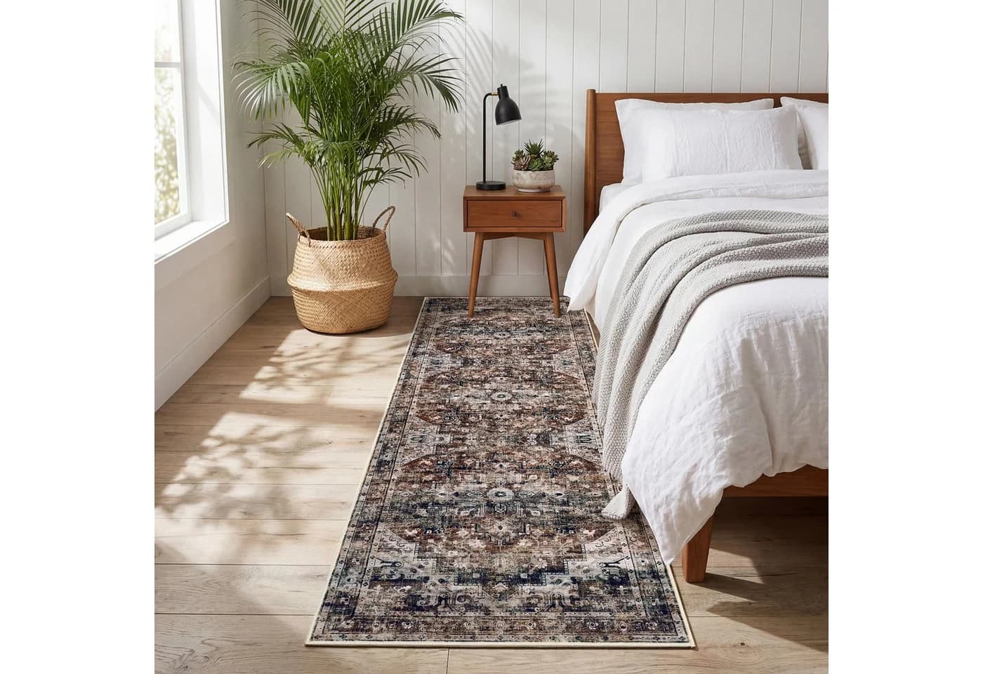 GarveeMore Vintage Läufer Teppich Orientalisch Braun