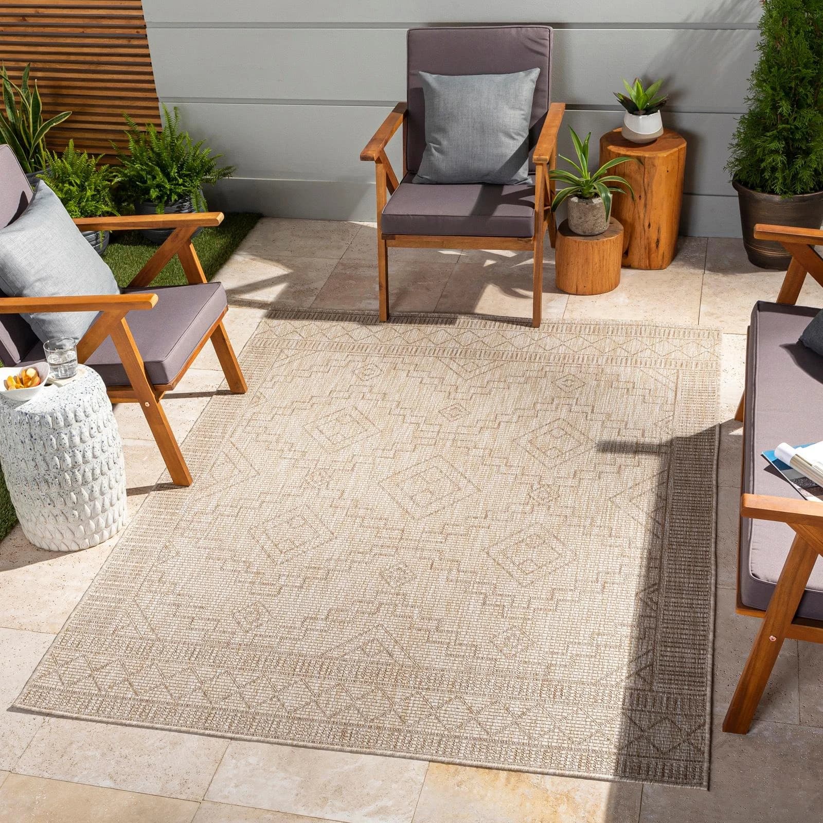 LIVABLISS KURA Teppich Beige 200x275cm Polypropylen Outdoor