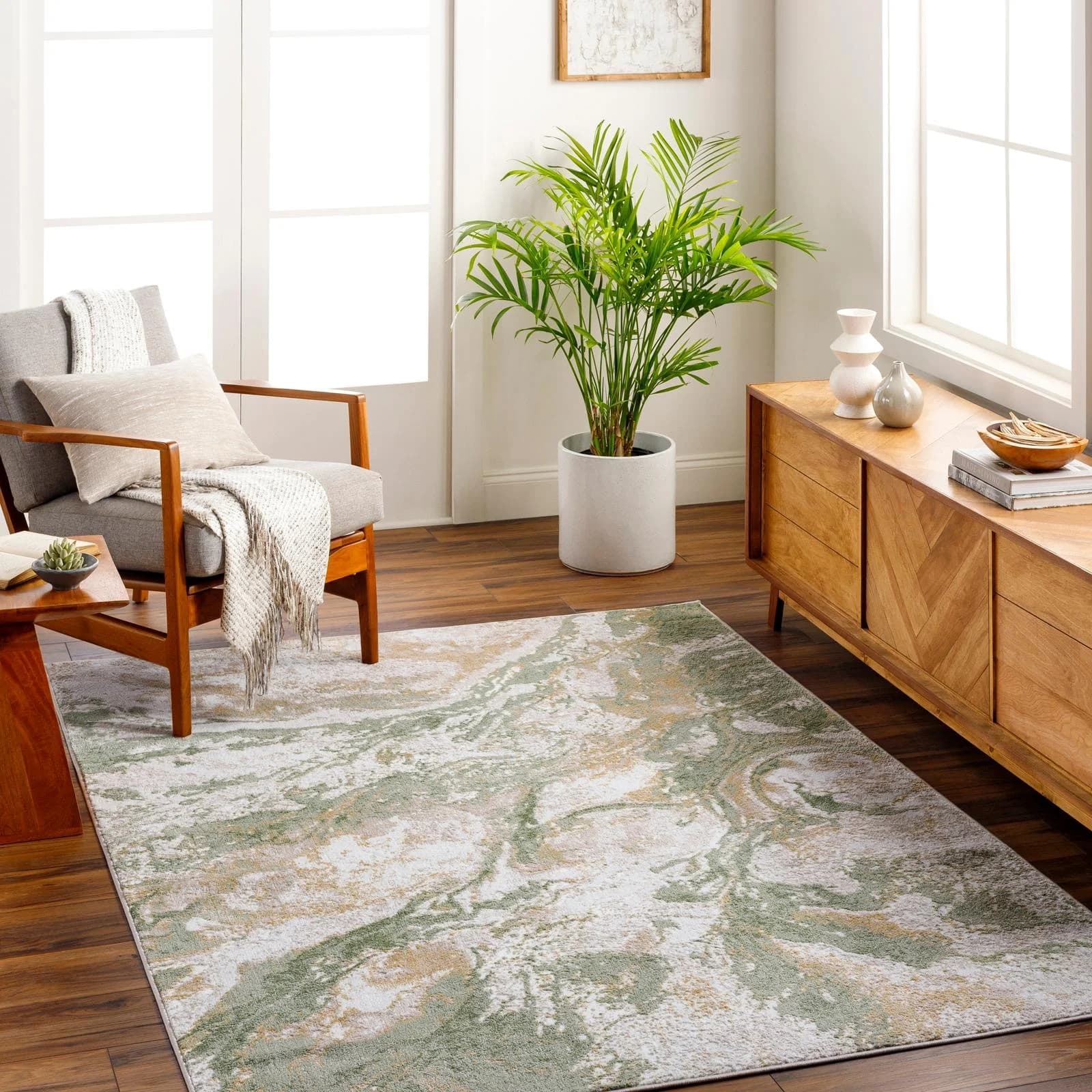 LIVABLISS MALINDI Teppich Grün Marmor-Optik 200x275 cm