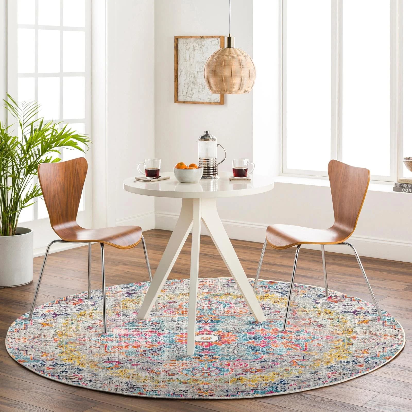 Livabliss Teppich MUNICH, rund, Vintage Orientteppich, Kurzflor Boho Wohnzimmerteppich