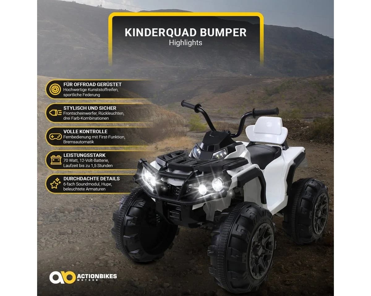 Actionbikes Motors Elektro-Kinderquad Bumper Rot/Grün/Weiß mit Fernbedienung