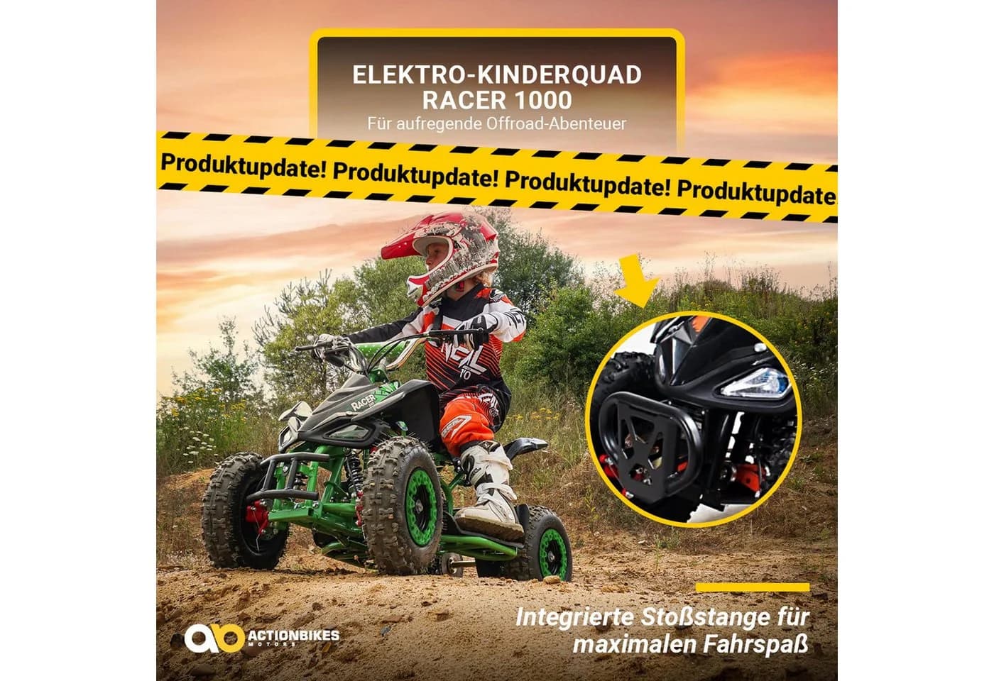 Actionbikes Motors Elektro-Kinderquad Racer 1000W Schwarz/Rosa