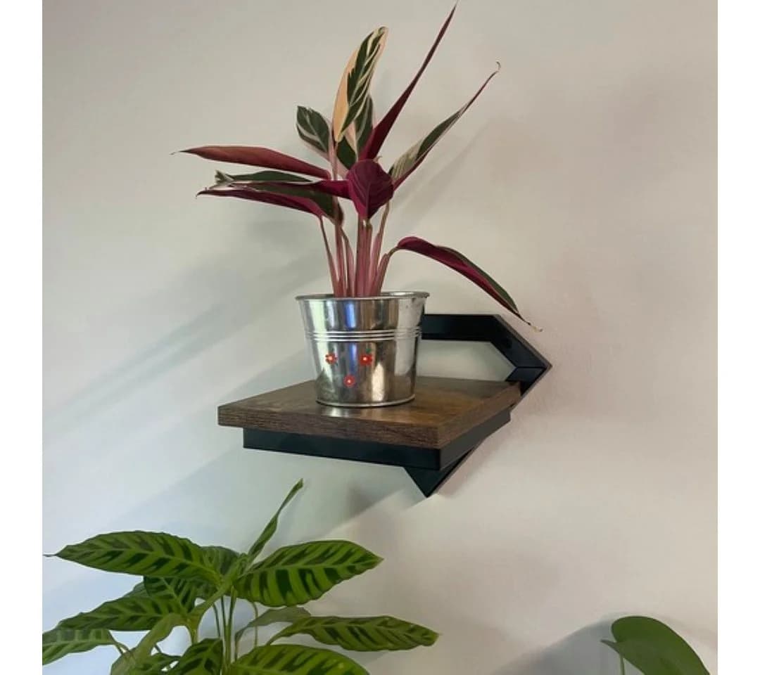 Ruhhy Wandregal Diamant Loft-Stil Schwarz Stahl MDF
