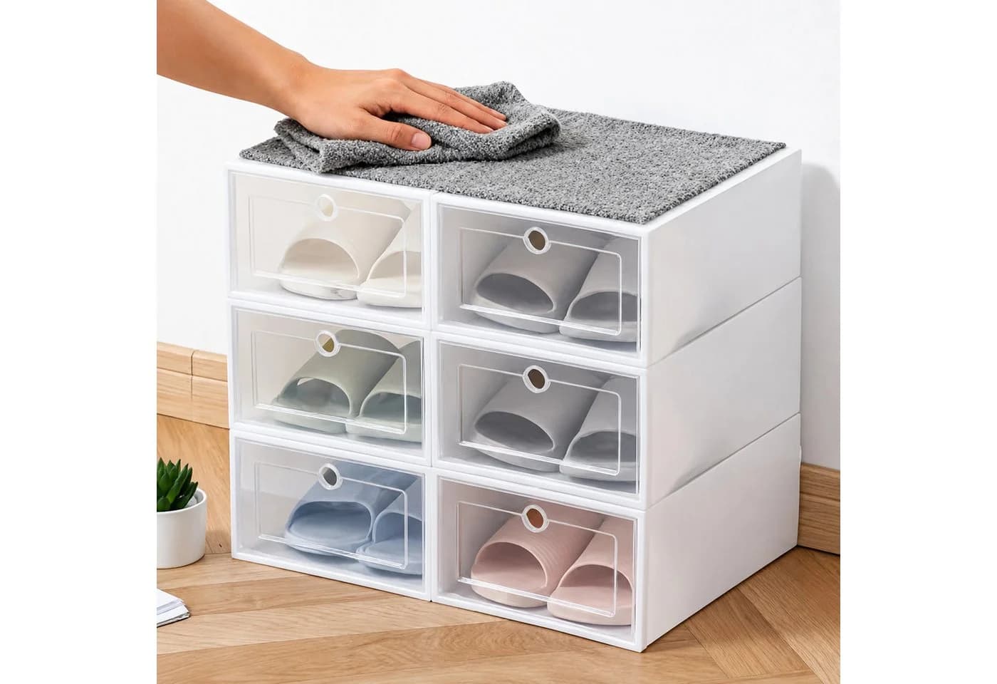Realb2b Schuhbox Organizer 12er-Set Weiß Kunststoff