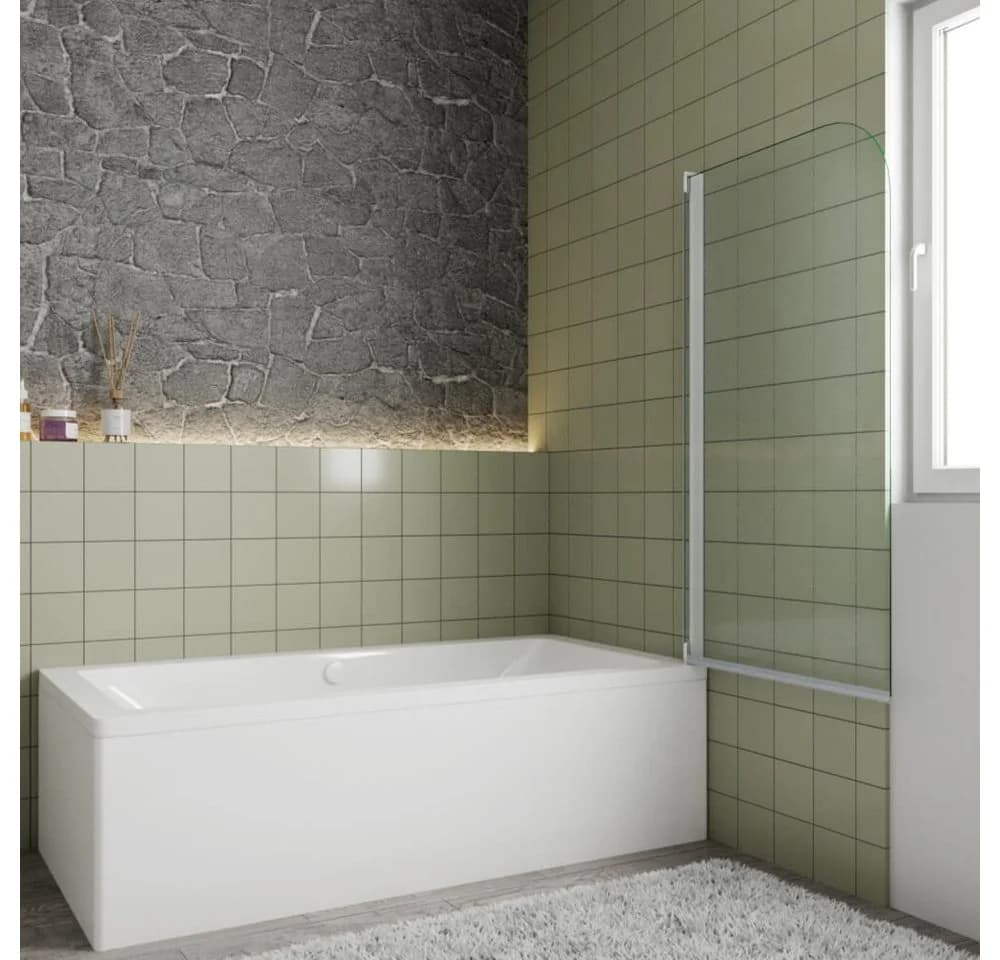 Duschparadies Duschwand 140cm anthrazitweiß Glas Aufsatz Duschabtrennung Badewanne Trennwand