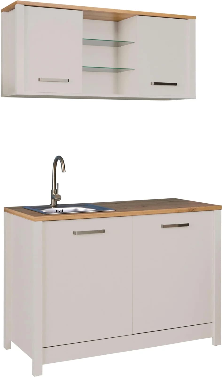 INTER LINK Pantryküche Pienza 130cm Kaschmir Eiche HPL Soft-Close