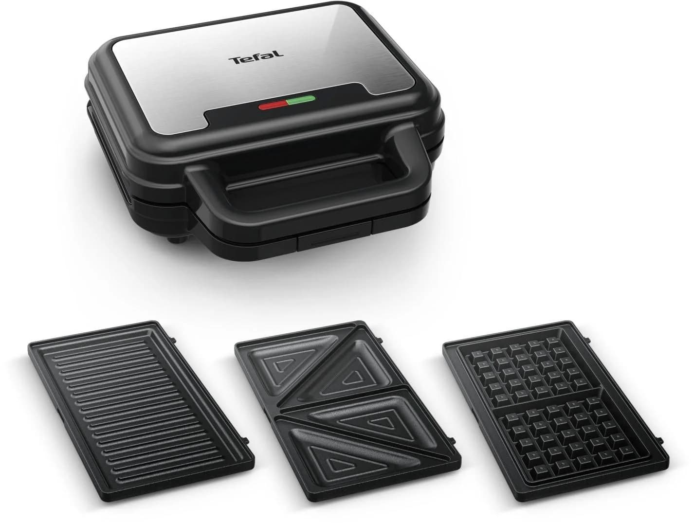 TEFAL Sandwichmaker UltraCompact 3-in-1 Sandwich/Waffel/Panini Antihaftbeschichtung Schwarz