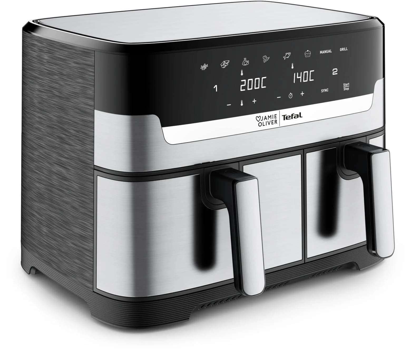 TEFAL Heißluftfritteuse Jamie Oliver by Tefal EY90JDE Dual Easy Fry & Grill Schwarz