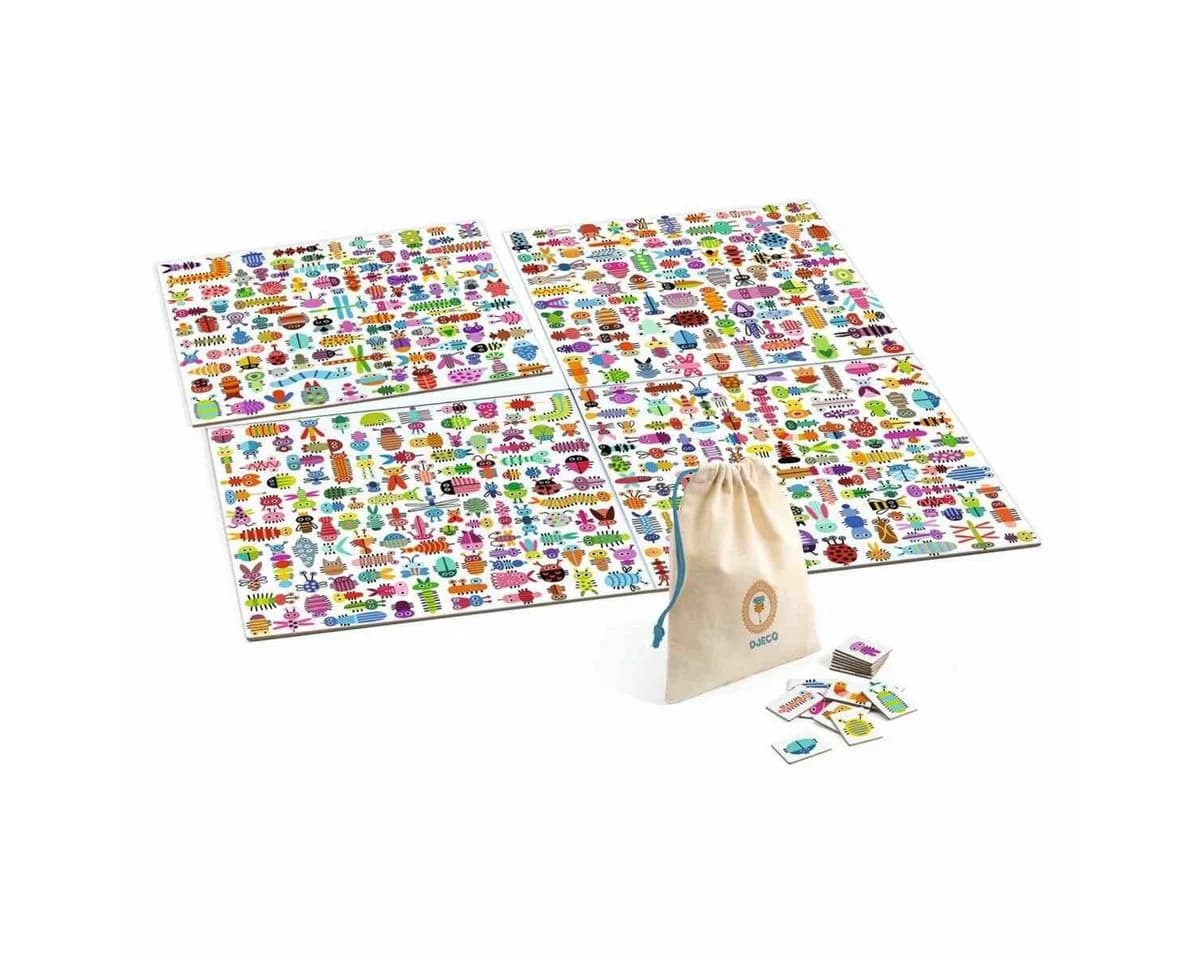 DJECO Wimmelspiel Fotobox mit 200 Teilen und 4 austauschbaren Brettern