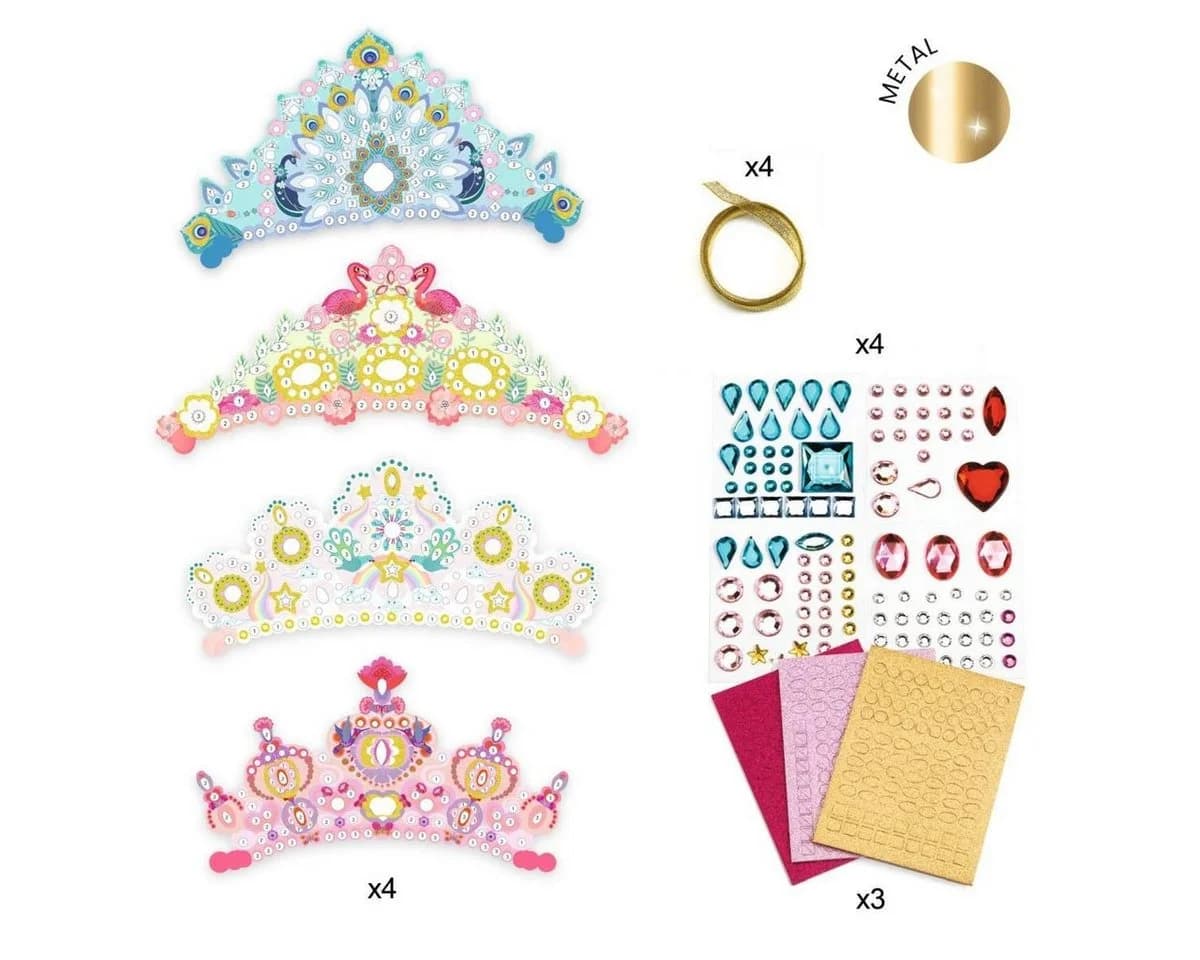 DJECO Kreativset DIY Mosaik-Diademe Prinzessin Bunt