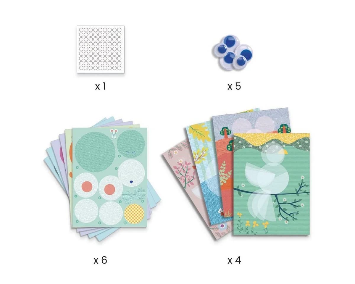 DJECO Kreativset Bastelbox Rundherum Basteln mit Papier Bunt
