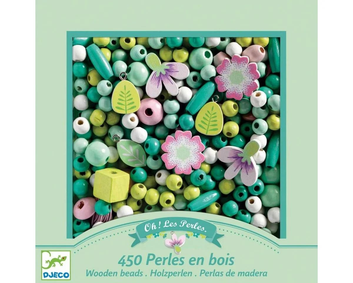 DJECO Holzperlen Kreativset Schmuck Basteln 400+ Perlen