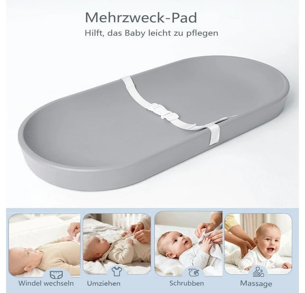 Comomy Wickelauflage Grau wasserdicht mit Sicherheitsgurt