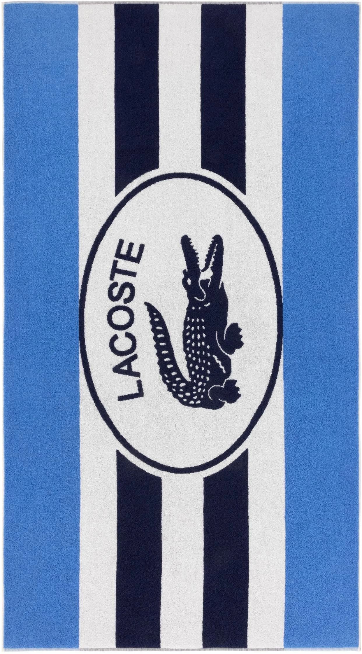 LACOSTE Strandtuch BADGE Marine 100% Baumwolle Frottier
