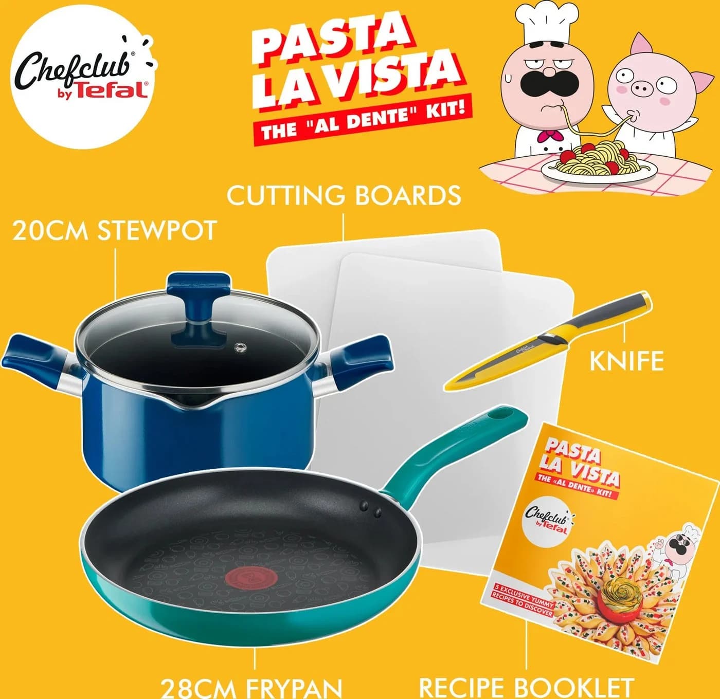 Tefal Pasta La Vista Kochgeschirr-Set 6-tlg. Aluminium mit Siebdeckel