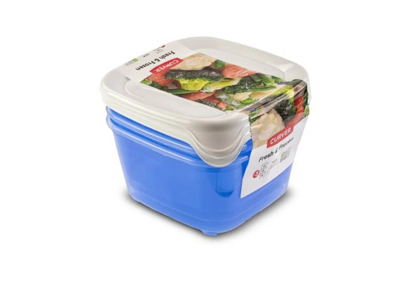 Curver Vorratsdose Fresh & Freeze 3er-Set 1,2L quadratisch Kunststoff