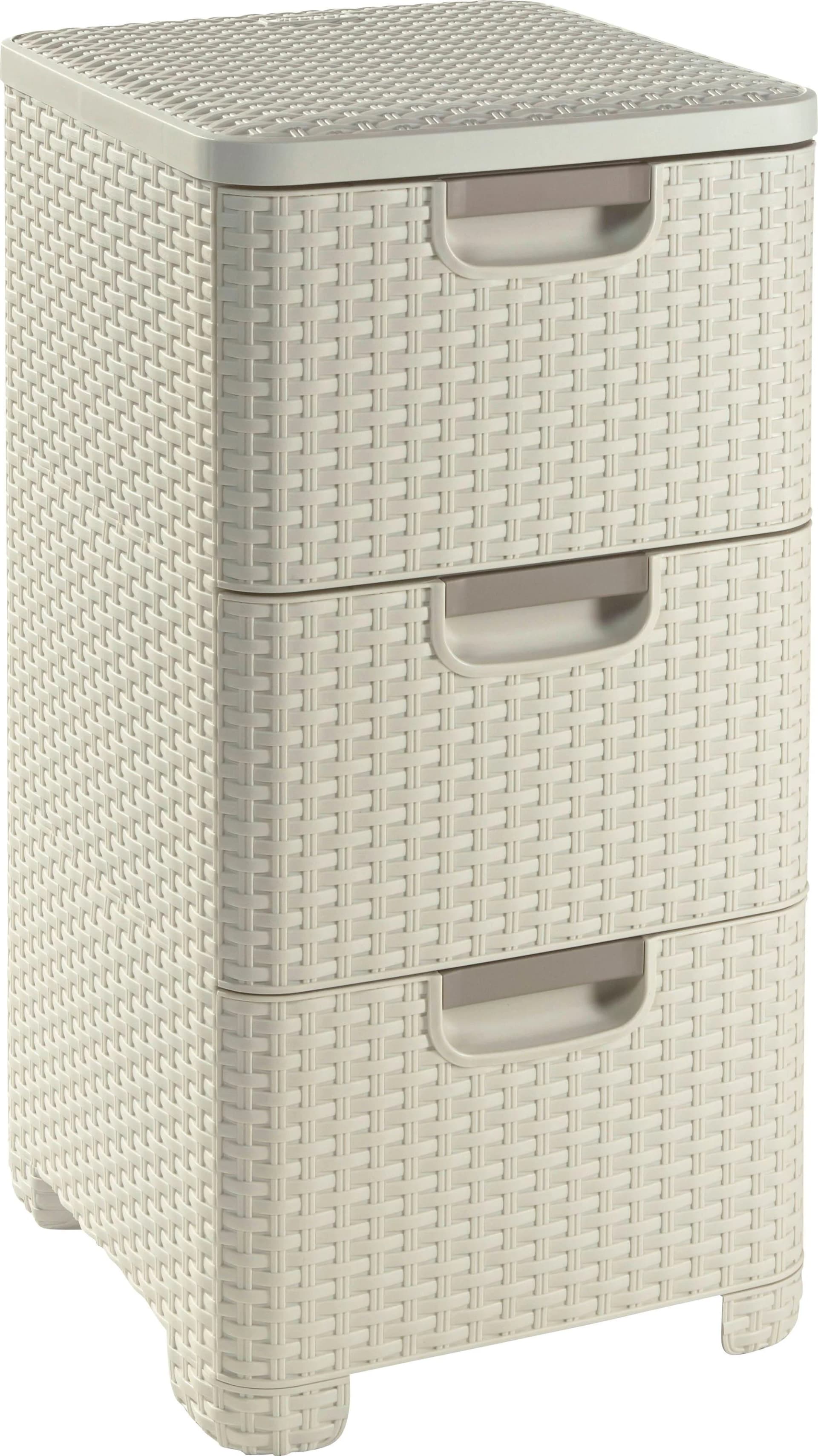 CURVER Schubladenturm STYLE Kommode Beige Creme 3 Schubladen
