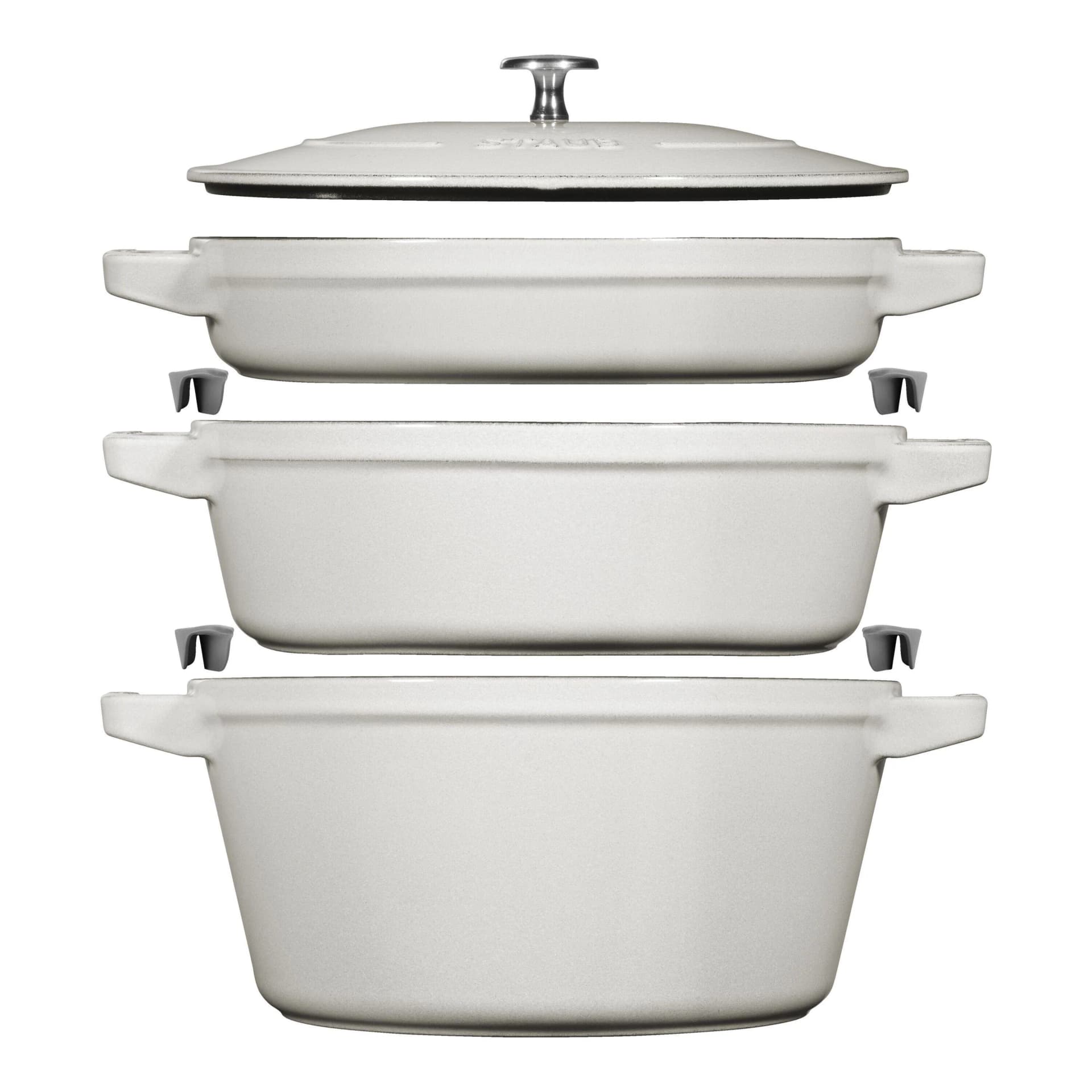 Staub Gusseisen-Kochtopfset Stackable Silber