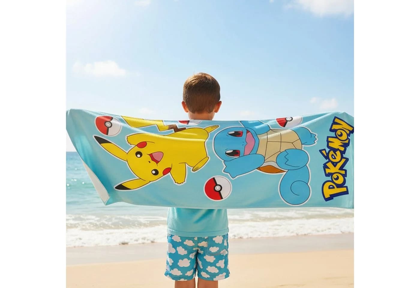 MTOnlinehandel Badetuch Pokémon 70x120 cm Pikachu Schiggy