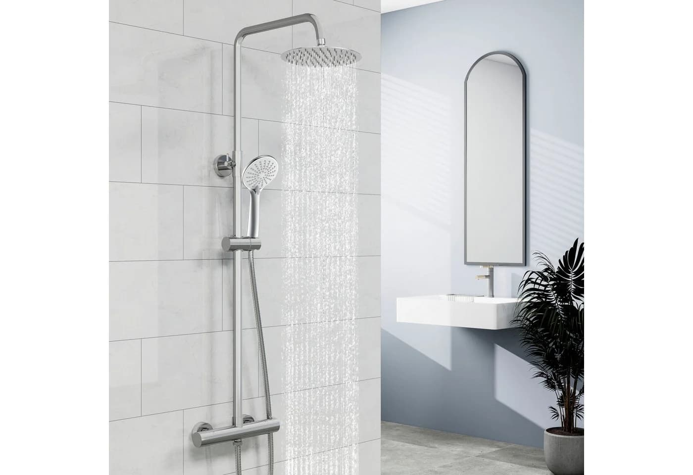 duschspa Duschsystem Regendusche mit Thermostat Edelstahl 8 Zoll Regenduschkopf, 2 Strahlarten, 3 Strahlarten Handbrause