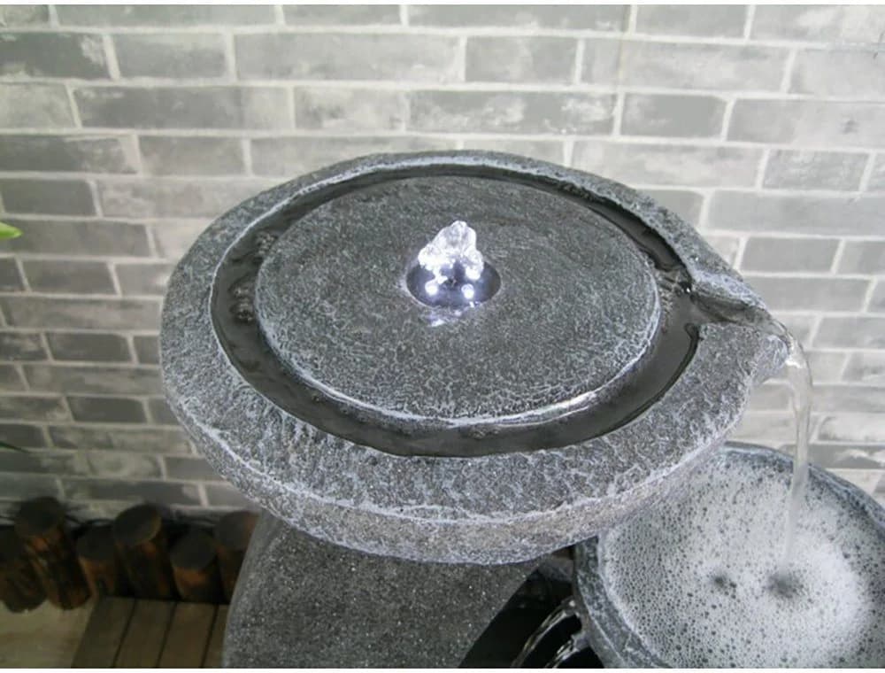 Wehmann Solarbrunnen Cascade Grau mit LED-Beleuchtung