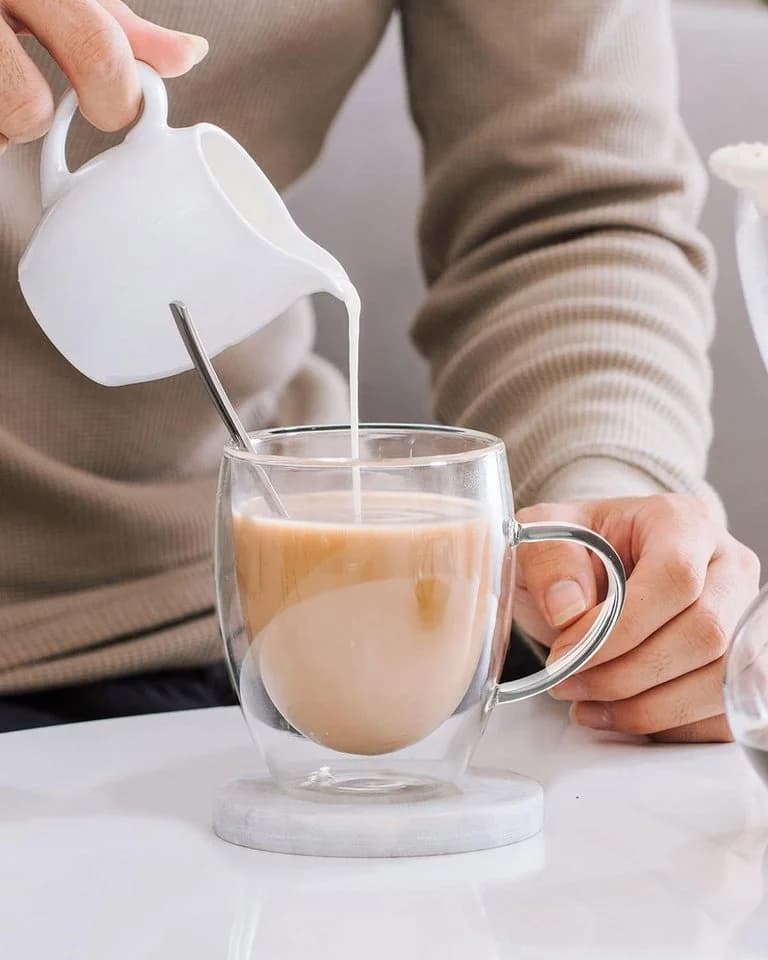 LIBWYS Doppelwandige Thermotasse Glas 350ml 4-tlg. mit Griff