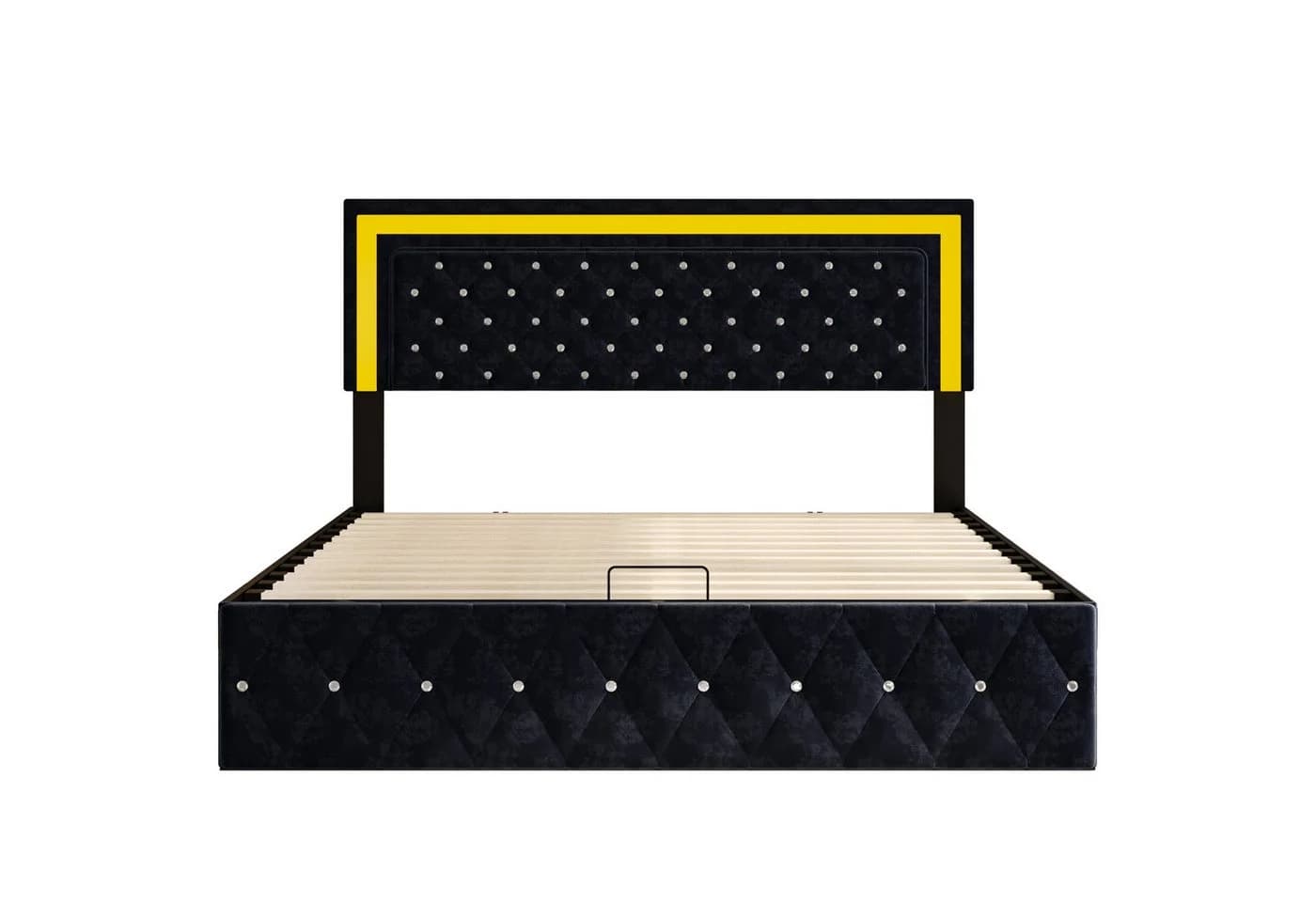 Furnishings Home Doppelbett LED Stauraumbett Schwarz Samt