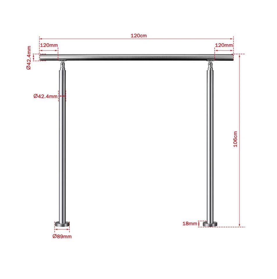 Duschparadies Edelstahl Handlauf 120 cm Silber/Schwarz