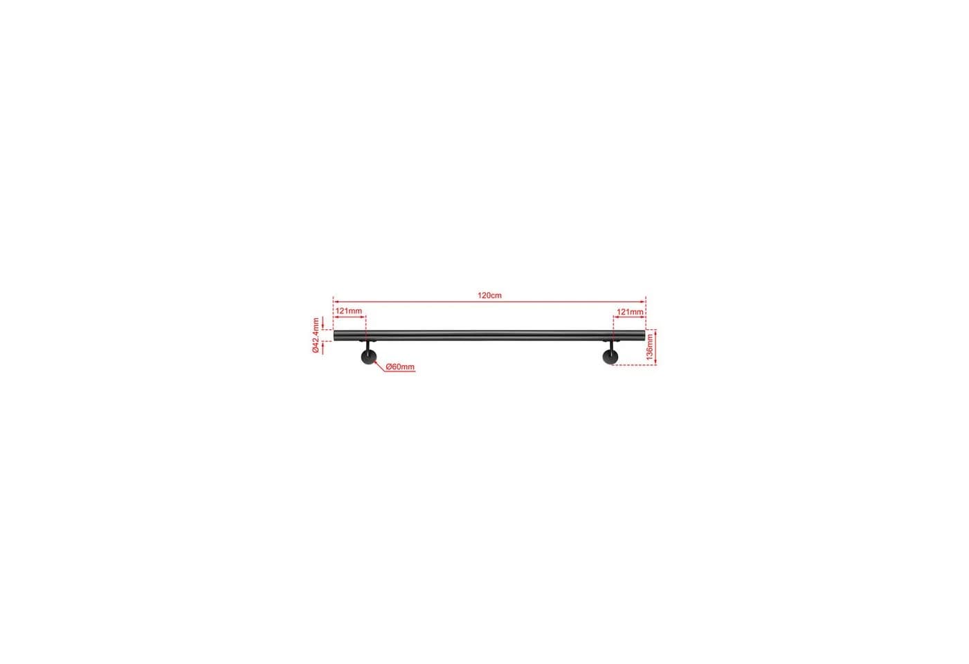 AICA Edelstahl Handlauf 120 cm Silber Schwarz Braun