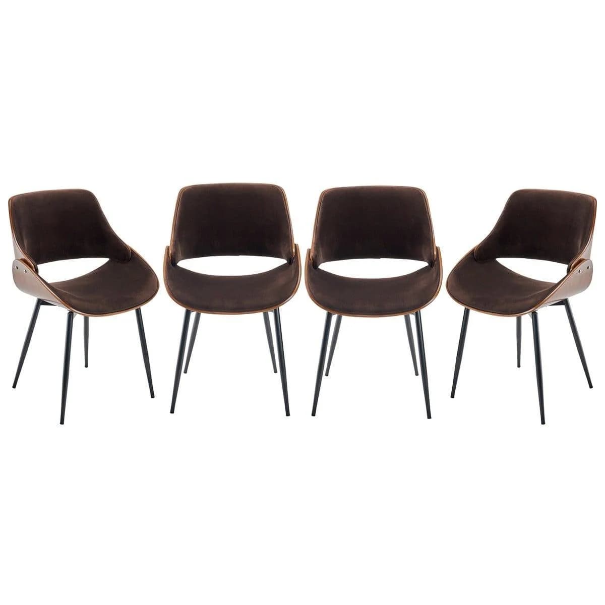 Signature Stühle Samt-Holz-Effekt Mannix 4er Set Braun