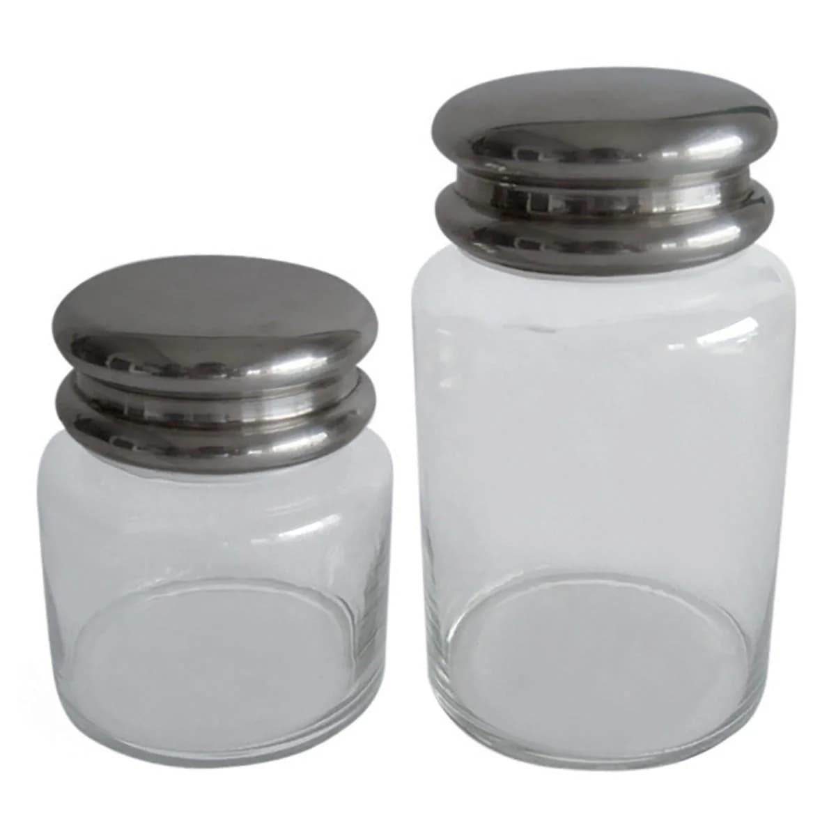 Signature Set von 2 Glasbehältern mit silbernem Deckel