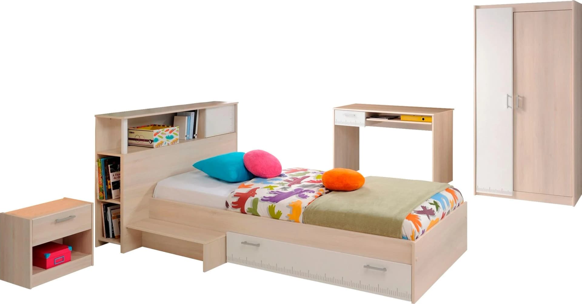 Jugendzimmer-Set PARISOT Charly Weiß mit 2-türigem Kleiderschrank