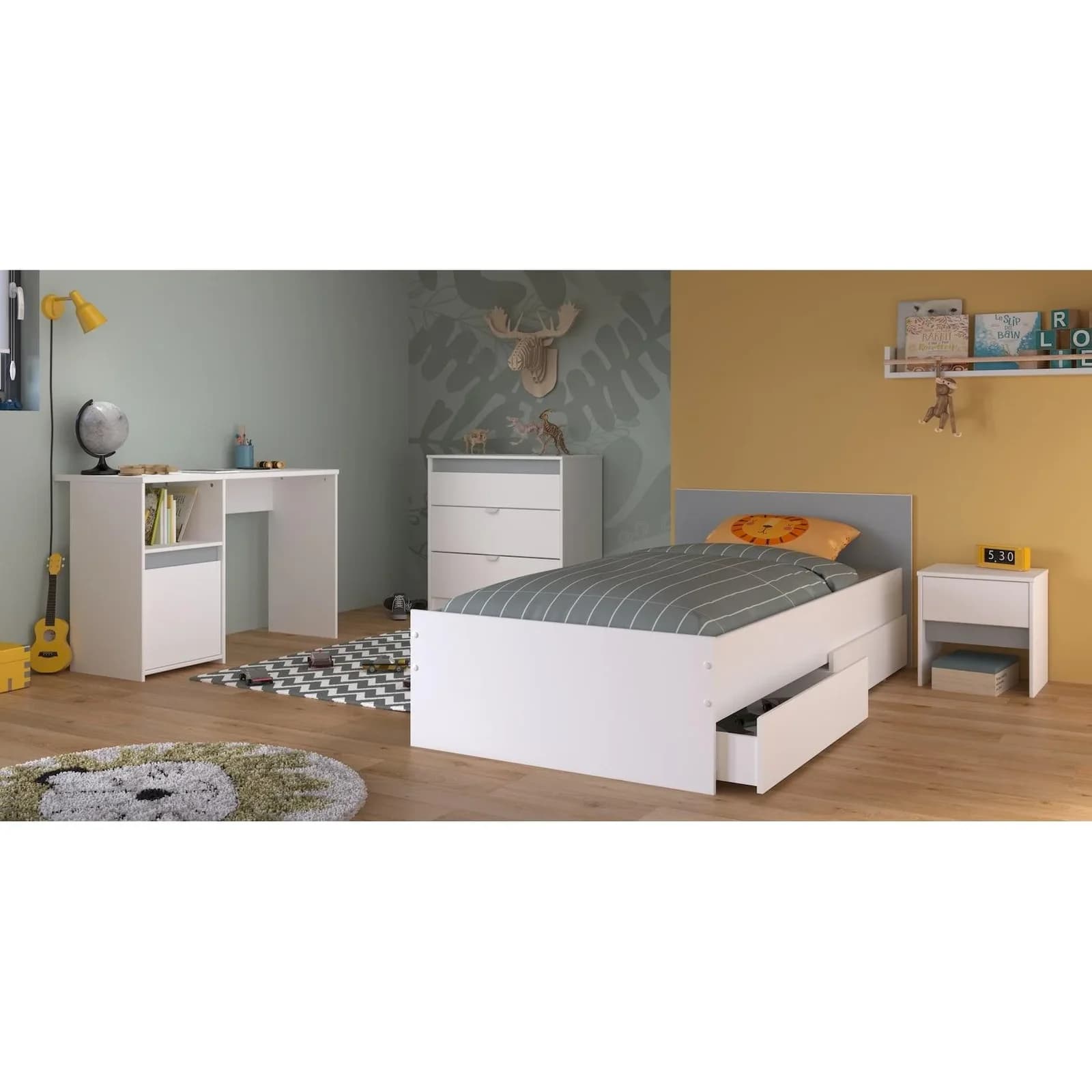 Parisot Jugendzimmer-Set Pirouette Weiß Bett mit Stauraum