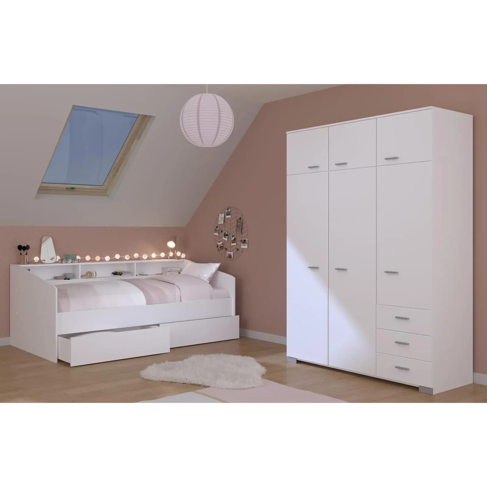 Parisot Jugendzimmer-Set Sleep 43 Weiß 3-tlg. mit Stauraumbett